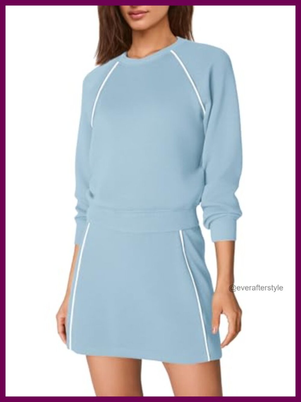 2 Piece Workout Set Skort Sweatshirt Crewneck Active Tennis Athletic